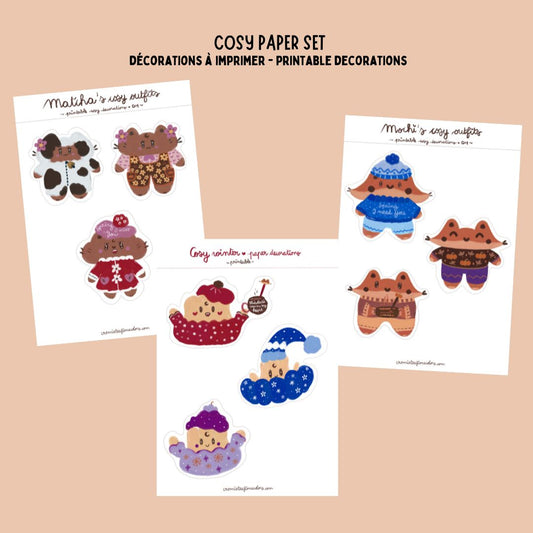 Cosy paper set - décorations à imprimer