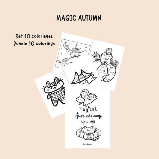 Magic Autumn - Bundle set 10 pages à colorier